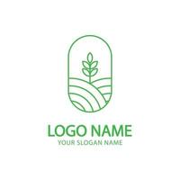 Nature vector logo in linear style. Simple landscape line icon business emblem, badge for travel, agriculture and ecology concept,