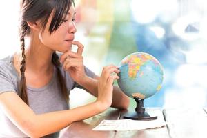 Women explore the globe to plan their trip photo