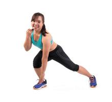 chubby woman doing fitness photo