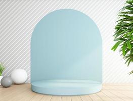 Minimalist podium mockup display with for product presentation.3d rendering photo