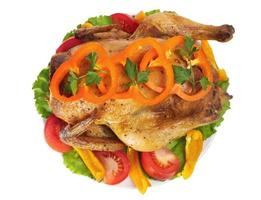 fried hen with vegetables photo