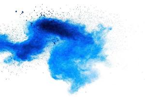 Freeze motion of blue powder splash. photo