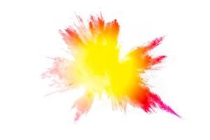 Color powder explosion.Colorful dust splashing. photo