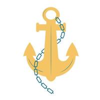 Vintage anchor with chain. vector