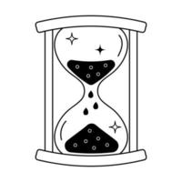 Vintage hourglass with sand inside to measure time. Magic astrology symbol. vector