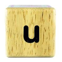 U text letters written on wooden cubes photo