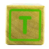 T text letters written on wooden cubes photo