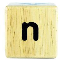 N text letters written on wooden cubes photo
