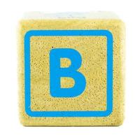 B text letters written on wooden cubes photo