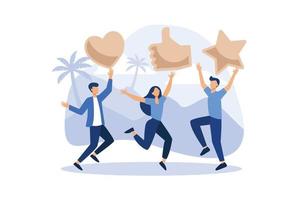 vector illustration, best performance, highest rating, vote, score five points. people leave feedback and comments that successful work is the highest score