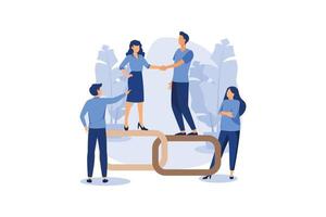 vector illustration, handshake concept, link as a strong union and cooperation