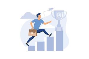 people run to their goal on the column of columns, move up motivation, vector, the path to the target's achievement. flat design modern illustration vector