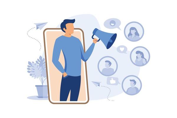 referral marketing concept, friends loyalty program, promotion method, customer acquisition vecto flat modern design illustration