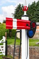 BETTISFIELD, CLWYD, WALES, UK, 2021. View of an old railway signal photo