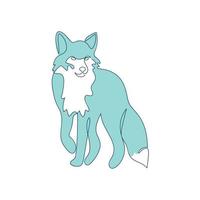 Fox hand drawn one line animal logo design vector
