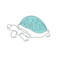 Turtle hand drawn one line animal logo design vector