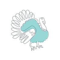 Turkey hand drawn one line animal logo design vector