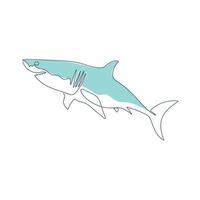 Shark hand drawn one line animal logo design vector