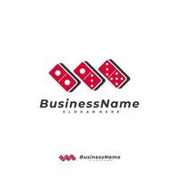 plantilla de vector de logotipo de tarjeta de dominó, conceptos creativos de diseño de logotipo de dominó