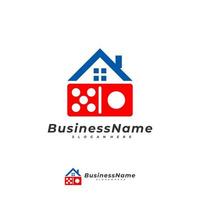 plantilla vectorial del logotipo de la casa de dominó, conceptos creativos de diseño del logotipo de dominó