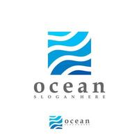 plantilla de vector de logotipo de onda oceánica, conceptos creativos de diseño de logotipo de onda de agua