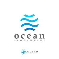 plantilla de vector de logotipo de onda oceánica, conceptos creativos de diseño de logotipo de onda de agua