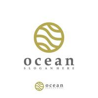 plantilla de vector de logotipo de onda oceánica, conceptos creativos de diseño de logotipo de onda de agua