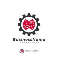 plantilla de vector de logotipo de engranaje de dominó, conceptos creativos de diseño de logotipo de dominó