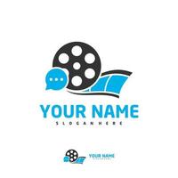 plantilla de vector de logotipo de chat de cine, conceptos de diseño de logotipo de cine de tira de película creativa