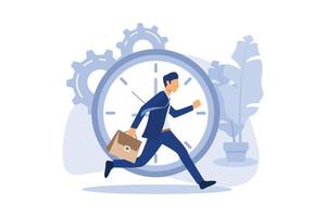 work time management concept, quick response, people rush to do everything at work, time is running out, rewind time vector flat modern design illustration