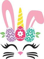 Cat Face Easter Eggs Bunny vector