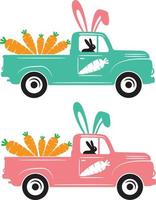 Easter Truck Bunny Carrot vector