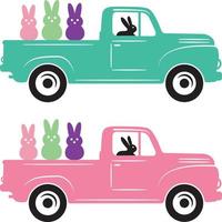 Easter Truck With Rabbit vector