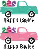 Happy Easter Truck Eggs File vector