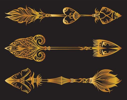 Gold sketch arrows vector