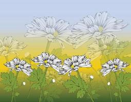 Daisy floral painting handdrawn classical blurred design vector