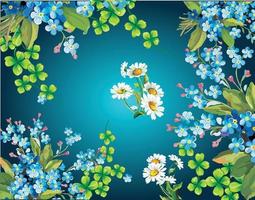 floral flowers on blue background vector