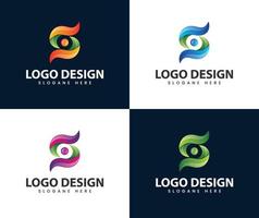 Abstract modern 3d s letter logo with inside circle dot vector