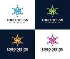 Abstract round unity people care logo design vector