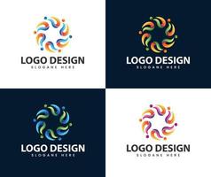 Abstract circle community people work team and business logo vector