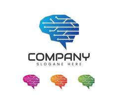 Smart brain tech logo design vector