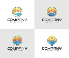 Set of collection solar energy logo designs vector