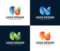 Modern abstract n logo design vector