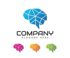 Brain tech logo design vector