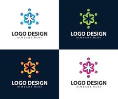 Abstract community network and social icon design vector