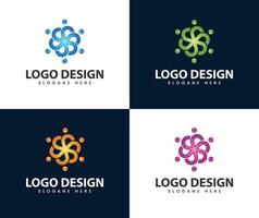 Abstract round unity people care logo design vector