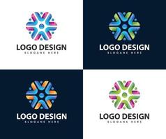 Abstract business people community logo design