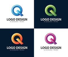 Abstract letter q modern 3d logo design vector