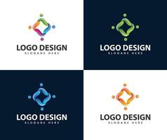 Modern 3d connect people with community logo vector