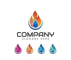 Fire and water drop logo vector